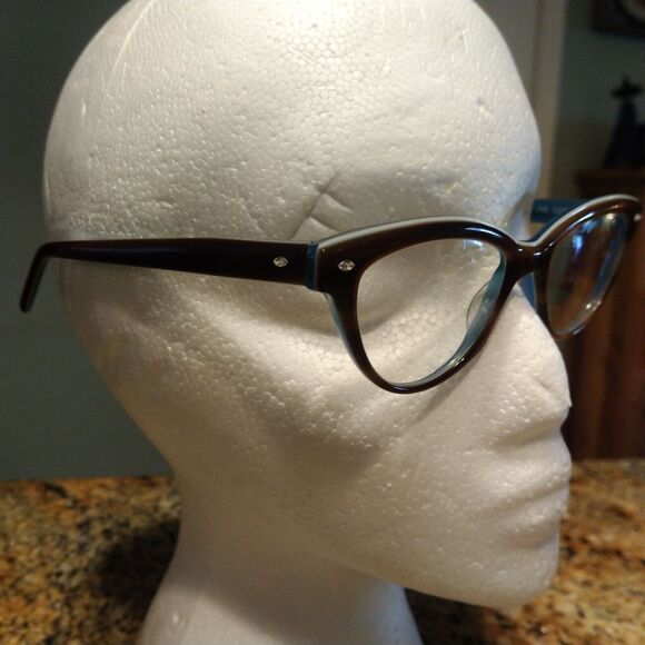 See Eyewear 1413 Cat Eye Eyeglass Frames Blue Brown 50 18 145 Italy Made - Picture 5 of 13